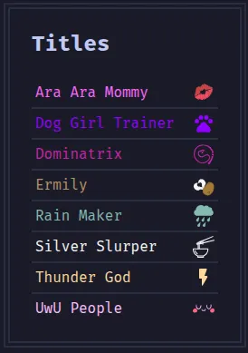 Usercard titles